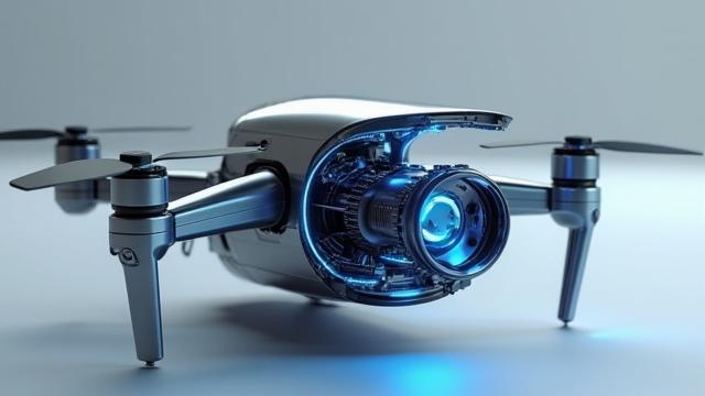 Ein Standbild aus einer flüssigen 3D-Produktanimation, die ein futuristisches Gadget in einer dynamischen Umgebung zeigt.